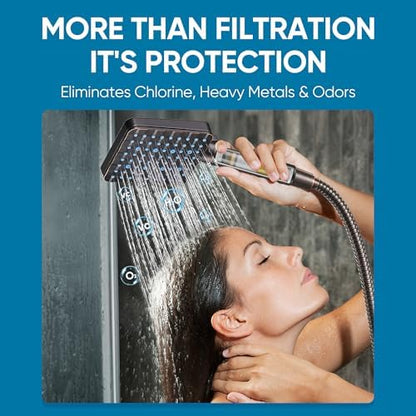 Cobbe Filtered Shower Head with Handheld, High Pressure 6 Spray Mode Showerhead with Filters, Water Softener Filters for Hard Water - Remove Chlorine - Reduces Dry Itchy Skin, Oil Rubbed Bronze