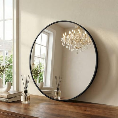 Sweetcrispy Round Bathroom Wall Mirror, Vanity Mirror, 20 Inch