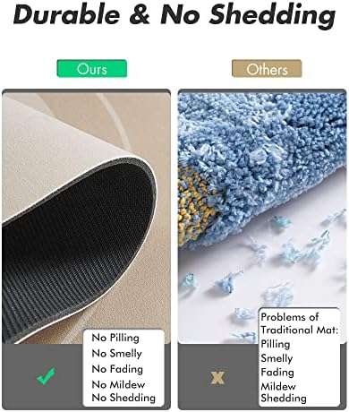 MontVoo Bath Mat Runner - Long Non Slip Absorbent Quick Dry Thin Bath Rug for Bathroom Floor Mat - Rubber Backed - Stain Resistant - Easy Care - Beige 17"x50"