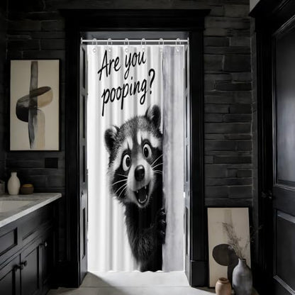 Small Stall Shower Curtain Rv Cute Raccoon, 36 x 72 Inchs