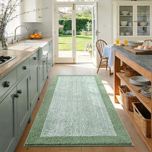 48x32 Large Bathroom Rugs Non Slip Washable, Soft Absorbent Bath Mat Green