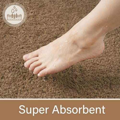 LOCHAS Bathroom Rug Runner 24x84 Inch, Bath Rugs Non Slip, Light Brown