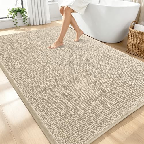 OLANLY Large Bathroom Rugs 70x46, Extra Soft Absorbent Chenille Bath Rugs
