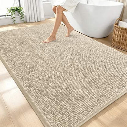 OLANLY Large Bathroom Rugs 70x46, Extra Soft Absorbent Chenille Bath Rugs