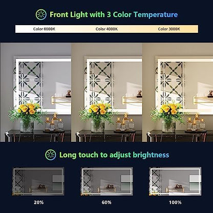 55x40 LED Bathroom Mirror with Lights, RGB Backlit Lighted Mirror