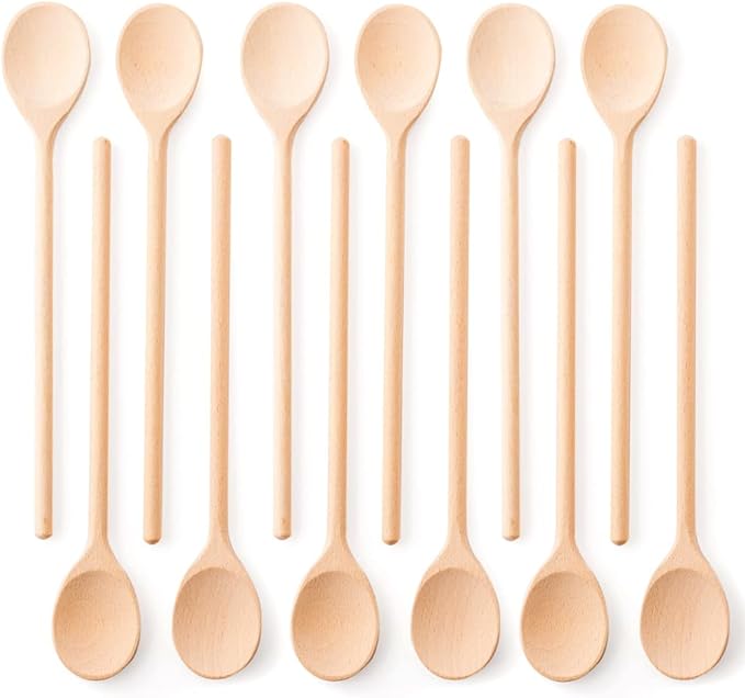 12 Inch Wooden Spoons for Cooking - Set of 12 Premium Wood Utensil Set - Durable Wooden Spoons for Culinary Needs - Ideal Kitchen Essentials