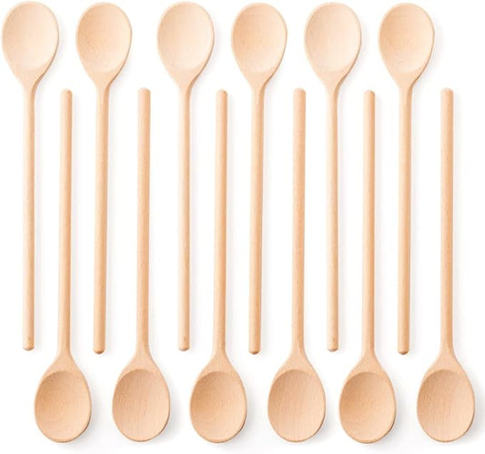 12 Inch Wooden Spoons for Cooking - Set of 12 Premium Wood Utensil Set - Durable Wooden Spoons for Culinary Needs - Ideal Kitchen Essentials