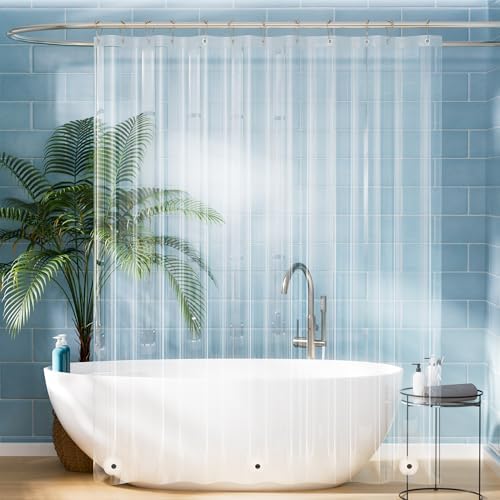Titanker Plastic Shower Curtain Liner, Clear Shower Liner PEVA 72x75 Lightweight Waterproof Shower Curtains for Bathroom with Magnets and Rustproof Grommets