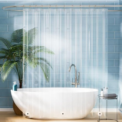Titanker Plastic Shower Curtain Liner, Clear Shower Liner PEVA 72x75 Lightweight Waterproof Shower Curtains for Bathroom with Magnets and Rustproof Grommets
