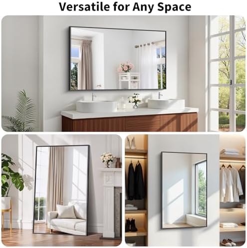 Koonmi Black Bathroom Mirror for Over Sink,Metal Framed 30"x50" Wall Mirror