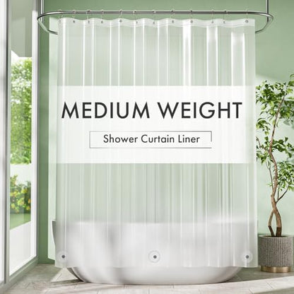 Amazer Plastic Shower Curtain Liner with Magnets, 72x72 Frosted Shower Liner PEVA Waterproof Inside Shower Curtains Liner for Bathroom with Rustproof Grommet