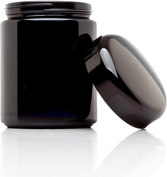 Infinity Jars, Classic Airtight Ultraviolet Glass Jar 250  ML (8.3 fl oz) Pack 6 Smell Proof, Antistatic, Light Blocking Container for Herbs, Coffee, Tea & Spices Durable, Travel-Friendly Storage