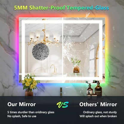 40x30 LED Bathroom Mirror with Lights, RGB Backlit Lighted Mirror