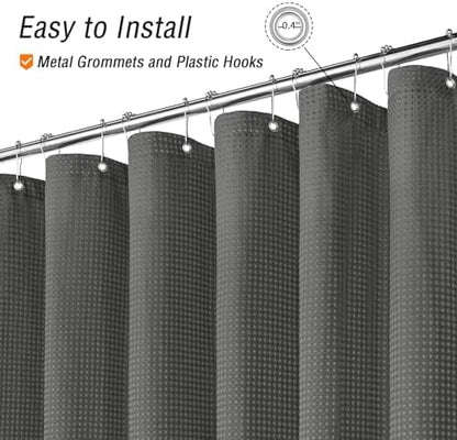Gibelle Extra Long Charcoal Grey Fabric Shower Curtain, 72 x 84