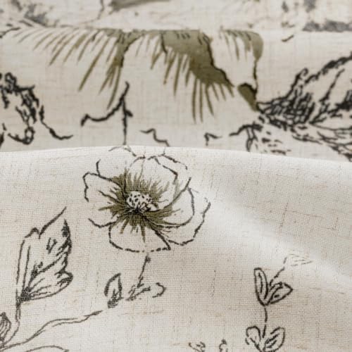 Farmhouse Floral Vintage Shower Curtain for Bathroom, Black and Tan Taupe