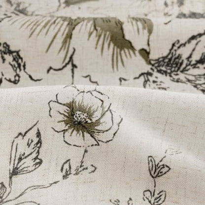 Farmhouse Floral Vintage Shower Curtain for Bathroom, Black and Tan Taupe