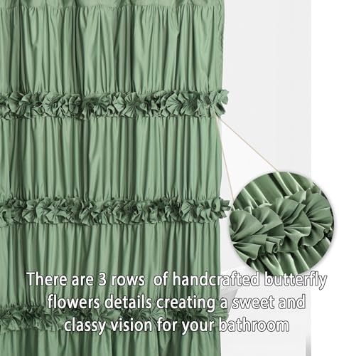 Homechoice Decor Light Green Ruffle Shower Curtain 72" W x 72" H