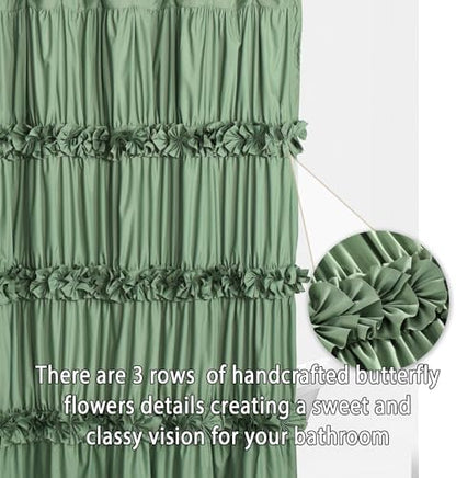 Homechoice Decor Light Green Ruffle Shower Curtain 72" W x 72" H