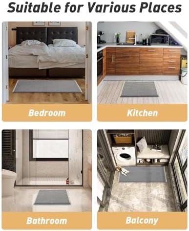 Upgraded Waffle Bath Mat Runner Absorbent Non Slip Bathroom Mat, 2' x 5'