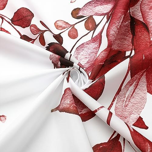Gibelle Burgundy Eucalyptus Shower Curtain, Watercolor Floral Print, 36x72