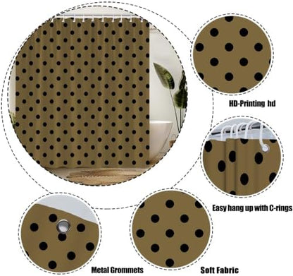 Polka Dot Shower Curtain Bathroom Decor with Hooks,75" Wx70 H