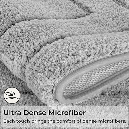 GRANNY SAYS Gray Bathroom Rug 59" x 20", Non-Slip Microfiber Bath Mat