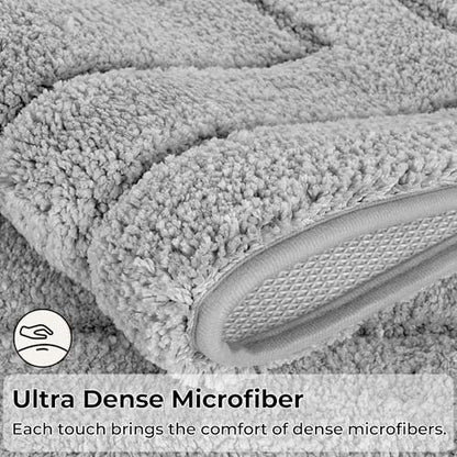 GRANNY SAYS Gray Bathroom Rug 59" x 20", Non-Slip Microfiber Bath Mat
