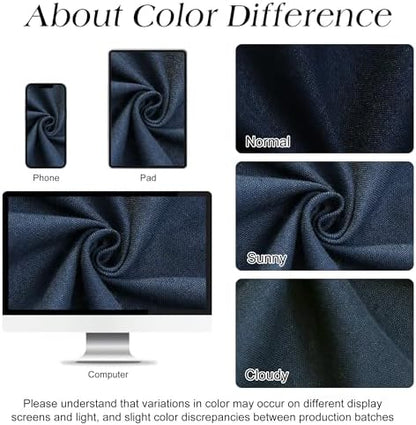 Naturoom Linen Shower Curtain 84 Inch Long for Bathroom Navy Blue 1 Panel