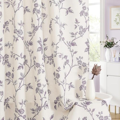 MitoVilla Lavender Cotton Floral Shower Curtain for Bathroom, 72 x 72