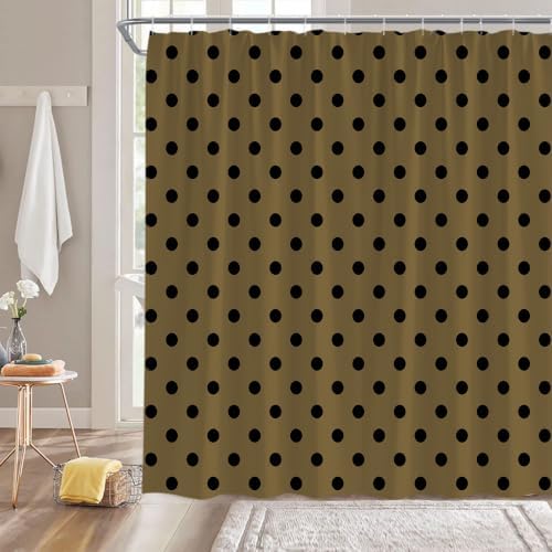 Polka Dot Shower Curtain Bathroom Decor with Hooks,75" Wx70 H