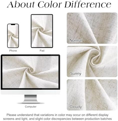 Naturoom Linen Shower Curtain 78 Inch Long for Bathroom Beige White 1 Panel