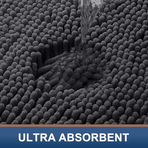 Smiry Bathroom Rugs 59X24, Luxury Chenille Extra Soft Absorbent Bath Mat
