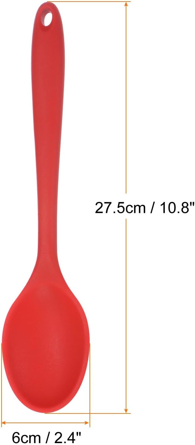 HARFINGTON 2Pcs Silicone Spoons, Heat Resistant Kitchen Cooking Utensil Spoon for Cooking, Mixing, Stirring and Serving, Red