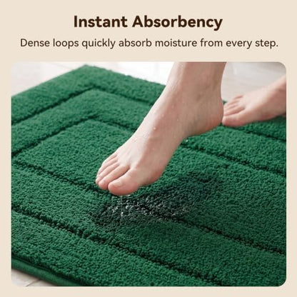 GRANNY SAYS Deep Green Bathroom Rug 16" x 24", Non-Slip Bath Mat