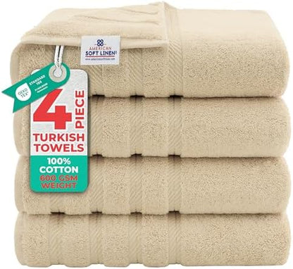 American Soft Linen 100% Cotton Luxury Turkish Towels, 4 PC Bath Towel Set