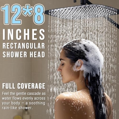 G-Promise All Metal 12" Rain Shower Head with Handheld for Bathroom Upgrade