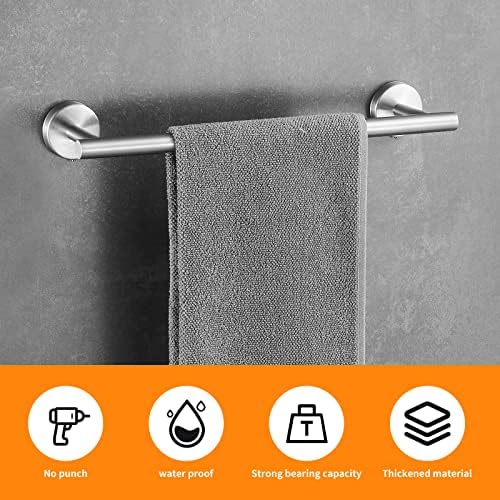 Brushed Nickel Bathroom Hardware Set, 24 Inch Towel Bar Set 10 Pieces Bathroom Accessories Set Includes Includes 2 Packs 24 Inch Towel Bar, Towel Ring, Toilet Holder and 4 Packs Towel Hooks