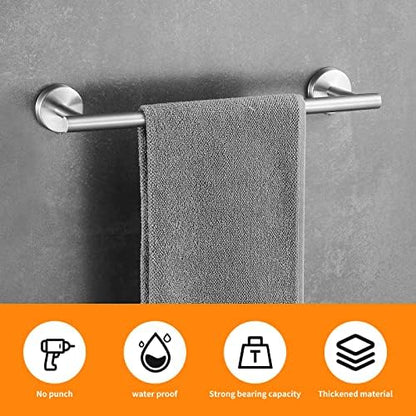 Brushed Nickel Bathroom Hardware Set, 24 Inch Towel Bar Set 10 Pieces Bathroom Accessories Set Includes Includes 2 Packs 24 Inch Towel Bar, Towel Ring, Toilet Holder and 4 Packs Towel Hooks
