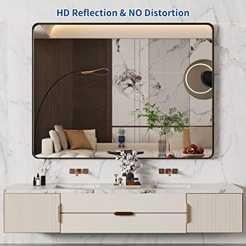 WEER Black Bathroom Vanity Mirror 48X36 Inch