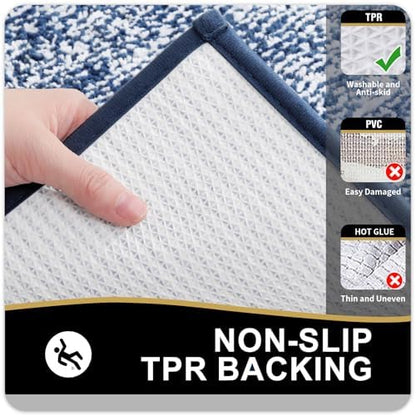 OLANLY Bathroom Rugs 36x24, Soft Absorbent Microfiber Bath Rugs, Navy