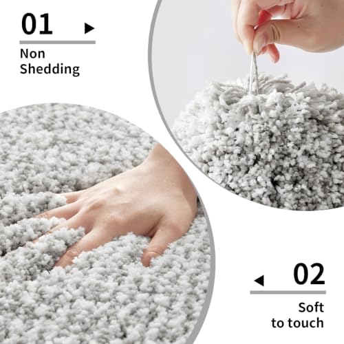 Disolla Bathroom Rug 24x36 - Non-Slip Plush Thick Bath Mat, Highly Absorbent & Ultra Soft Fluffy Floor Mat, Machine Washable for Shower and Tub, Grey & White