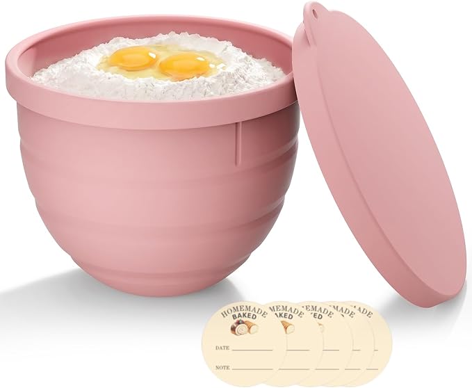 Silicone Bowl Liner for KitchenAid Tilt-Head 5QT Mixers, Kitchen Aid Accessories and Attachments for Baking and Cooking, Fits 5 Quart Mixing Bowl with Lids(Misty Rose, 5QT)