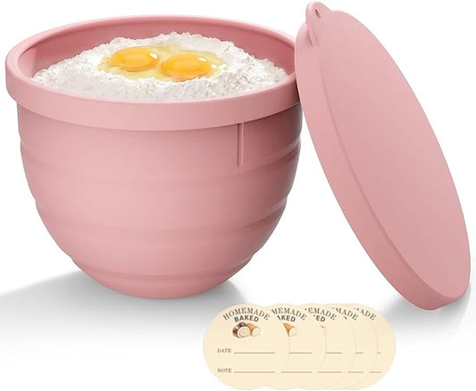 Silicone Bowl Liner for KitchenAid Tilt-Head 5QT Mixers, Kitchen Aid Accessories and Attachments for Baking and Cooking, Fits 5 Quart Mixing Bowl with Lids(Misty Rose, 5QT)