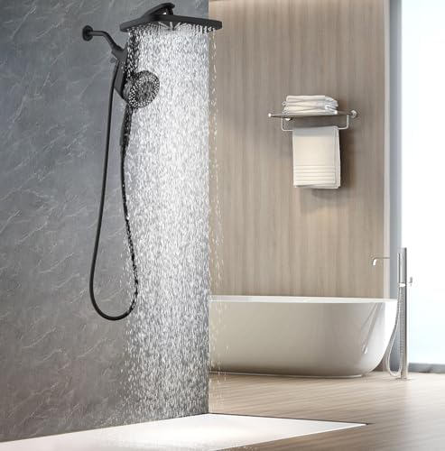 Rain Shower Head with Handheld Showerhead, Black 1.8GPM 460311