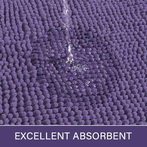 LOCHAS Luxury Bathroom Rug Shaggy Bath Mat 20 x 32 Inch, Dark Purple