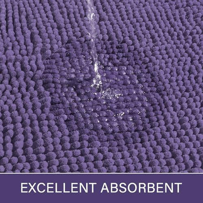 LOCHAS Luxury Bathroom Rug Shaggy Bath Mat 24 x 17 Inch, Dark Purple