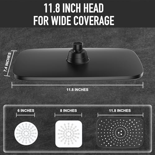 Veken 11.8“ Rain Shower Head with Handheld,Dual High Pressure Shower Heads