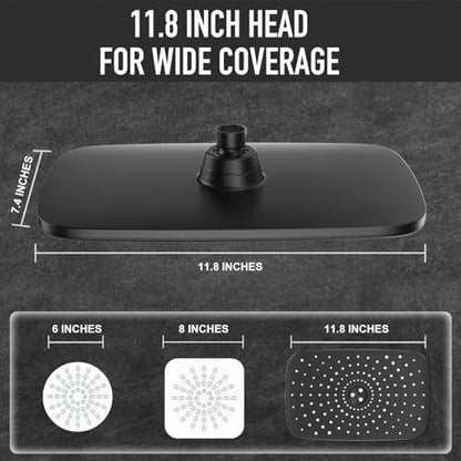 Veken 11.8“ Rain Shower Head with Handheld,Dual High Pressure Shower Heads