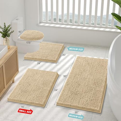 Smiry Bathroom Rugs 30X20, Luxury Chenille Extra Soft Absorbent Bath Mat