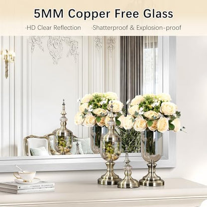 20x36 Silver Bathroom Mirror, Brushed Silver Rectangular Mirror for Wall, 0.6" Thickened Deep Frame Mirrors for Bathroom Sink, Shatterproof Tempered Glass, Antirust, Horizontally or Vertically